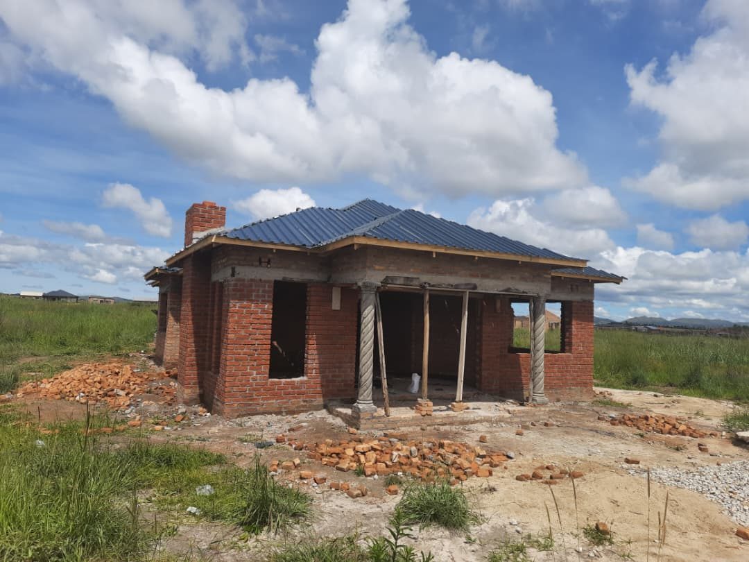 Brickwork complete with the roof on
